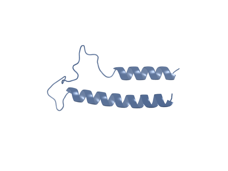 Predicted fold of the generated sequence (chain B). The ESMFold2 request included the target sequence but did not specify a binding site. The candidate chain is shown in isolation.