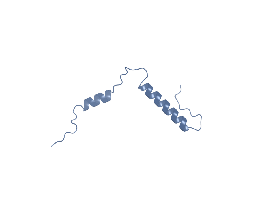 Predicted fold of the generated sequence (chain B). The ESMFold2 request included the target sequence but did not specify a binding site. The candidate chain is shown in isolation.